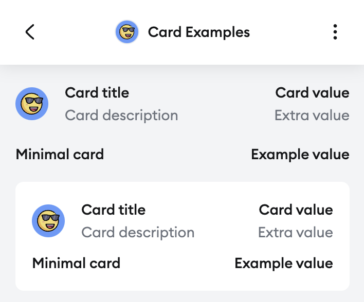 Card UI example